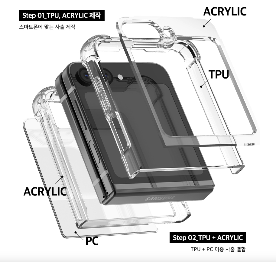 갤럭시 Z플립5 케이스 투명 슬림 삼성 제트플립5 - 상세 이미지 2