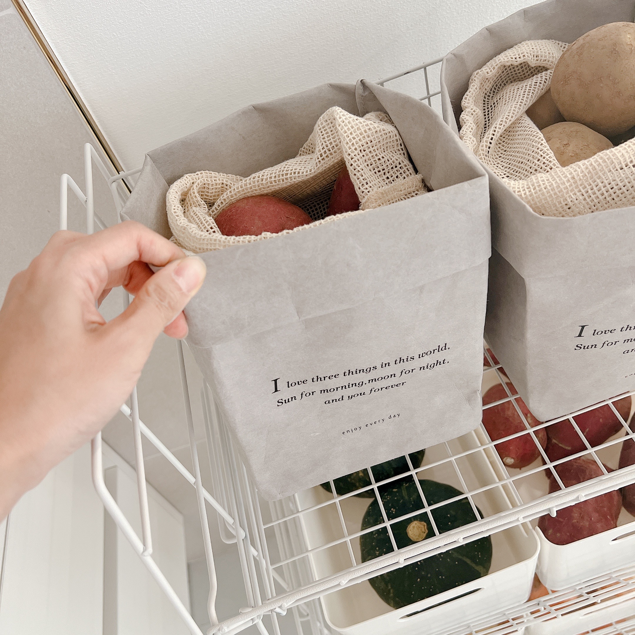 살림공간 페이퍼백 소 2개 야채보관 정리 냉장고 감자 고구마