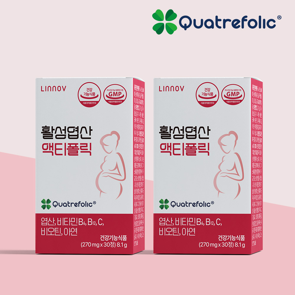 리노브 활성엽산 액티브 4세대 활성형 엽산 2개월분 임신준비 임산부 - 상품 이미지