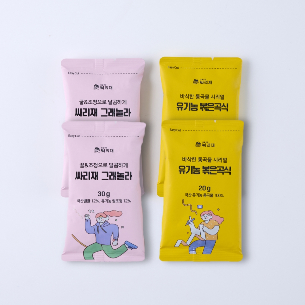 싸리재 (소포장) 통곡식 시리얼 4봉 (유기농 볶은곡식+그래놀라) 맛보기 - 메인 이미지