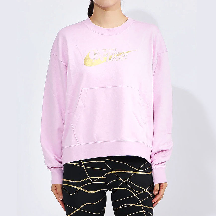 [시즌세일] 나이키 드라이핏 여성 맨투맨 크롭 크루넥 긴팔 티셔츠 CU6476-676(핑크), S - 상세 이미지 2