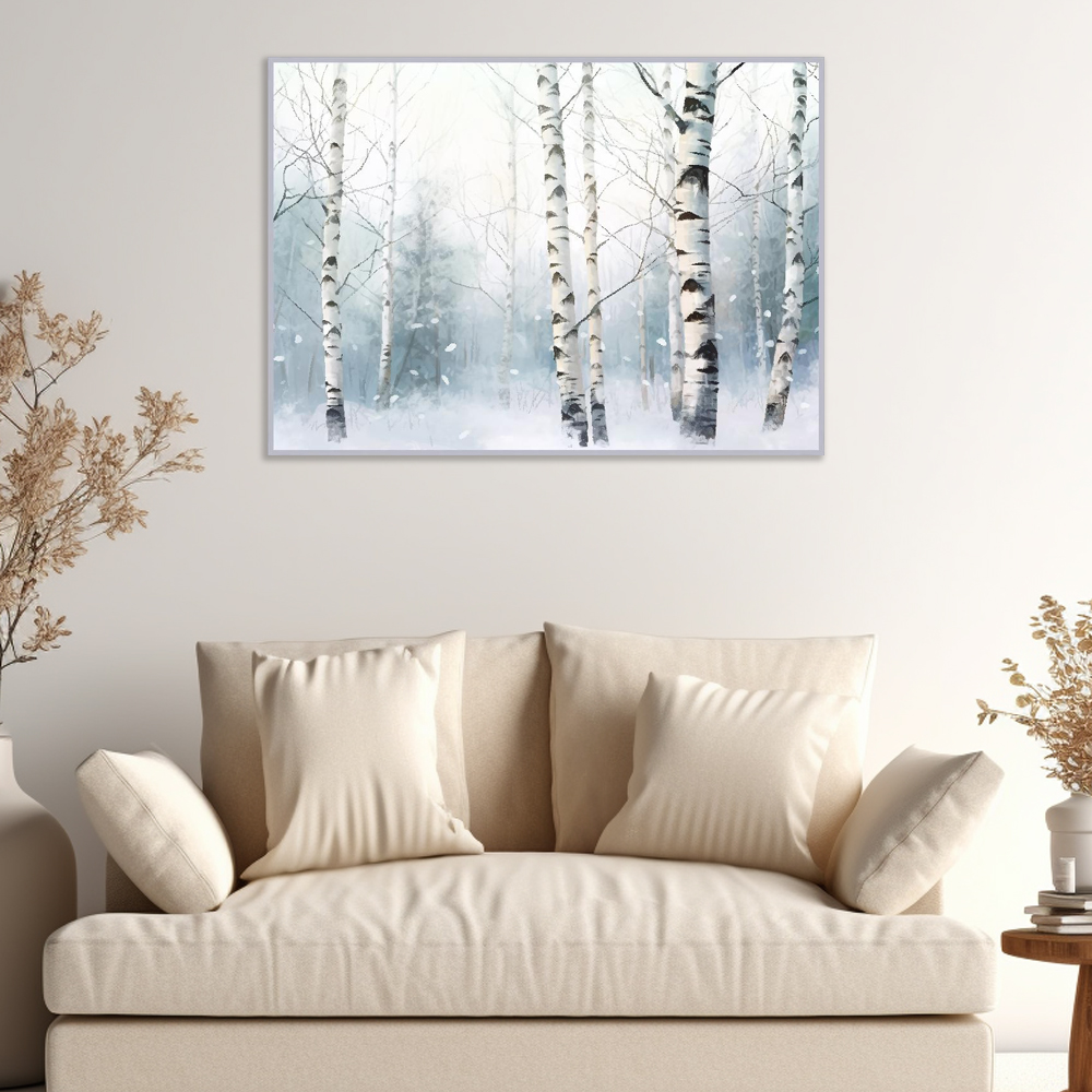 푸른자작길 A3 42X29.7cm 무광골드 알루미늄액자 자작나무 그림 - 상세 이미지 5