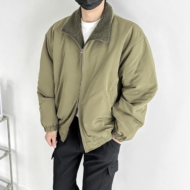 남자 스트롭 겨울 오버핏 덤블 양털 패딩 자켓 점퍼 이미지 3