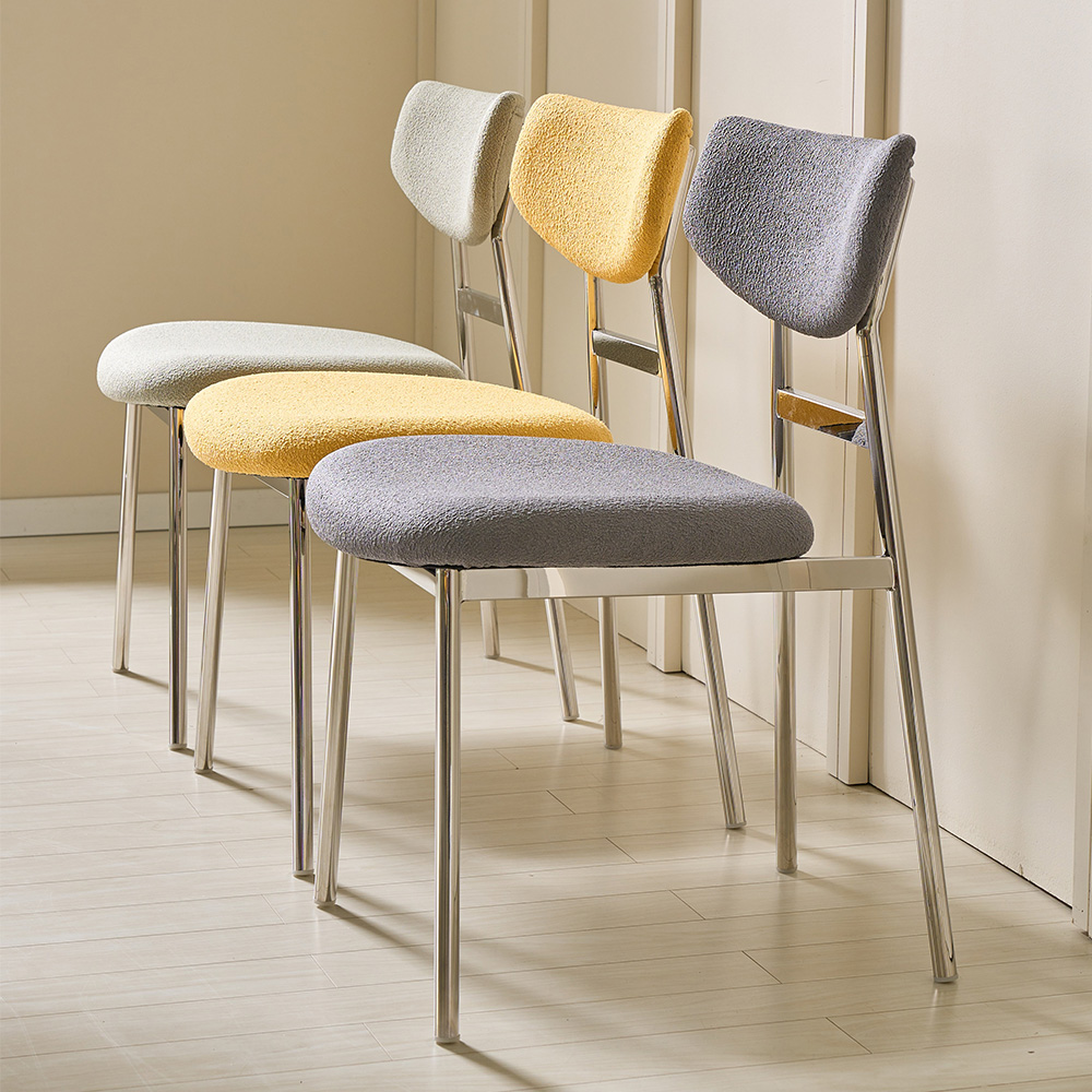 스코나 애쉬번 부클레 아쿠아 패브릭 스텐스틸 식탁의자 카페체어