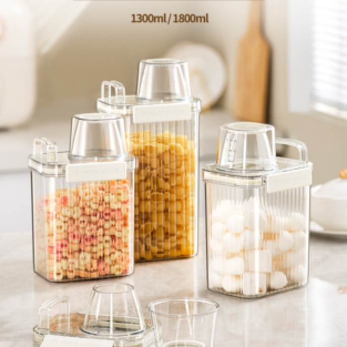 잡곡통 국수 보관통 씨리얼 스파게티 면 쌀 간식 밀폐 사료 저장용기 대용량 1300ml - 상세 이미지 2