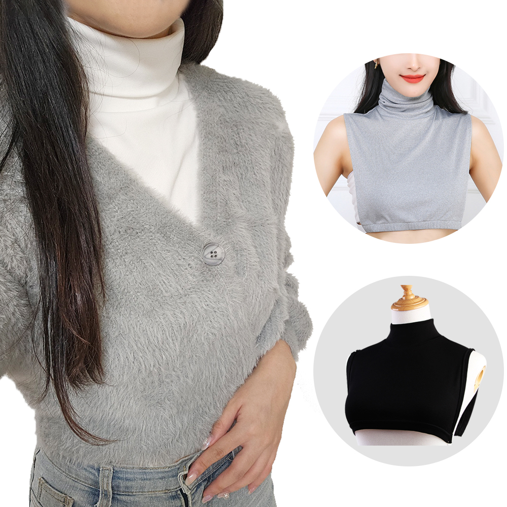 하이넥 이너 공갈 목티 면 스판 성인 레이어드 페이크 목폴라 - 상품 이미지