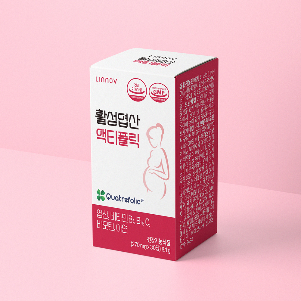 리노브 활성엽산 액티폴릭 액티브 4세대 엽산 임신준비 임신초기 임산부 30정, 1개 - 상세 이미지 4