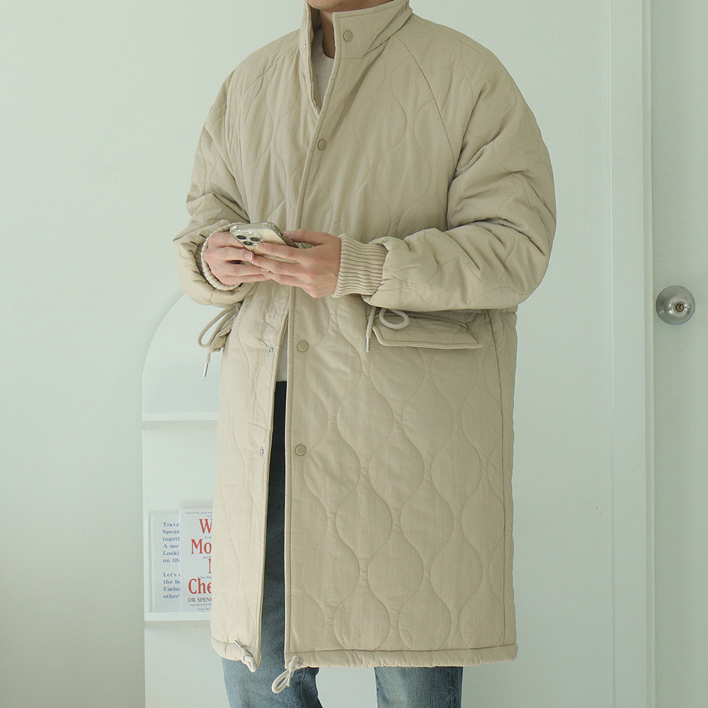 남자롱패딩 오버핏 깔깔이 누빔 점퍼 남자 패딩 이미지 3