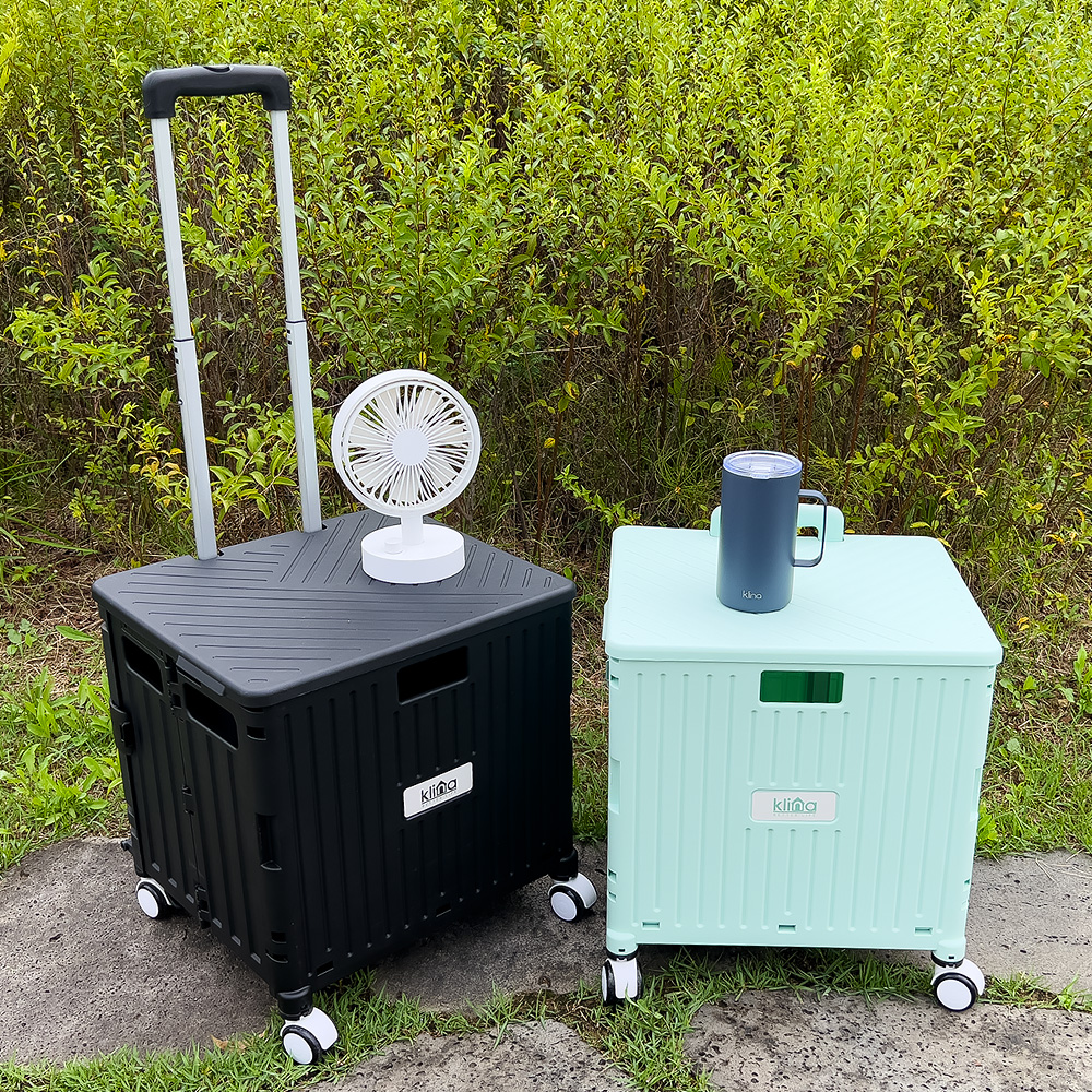 클리나 접이식 쇼핑카트 장바구니 핸드 캐리어 대형, 블랙