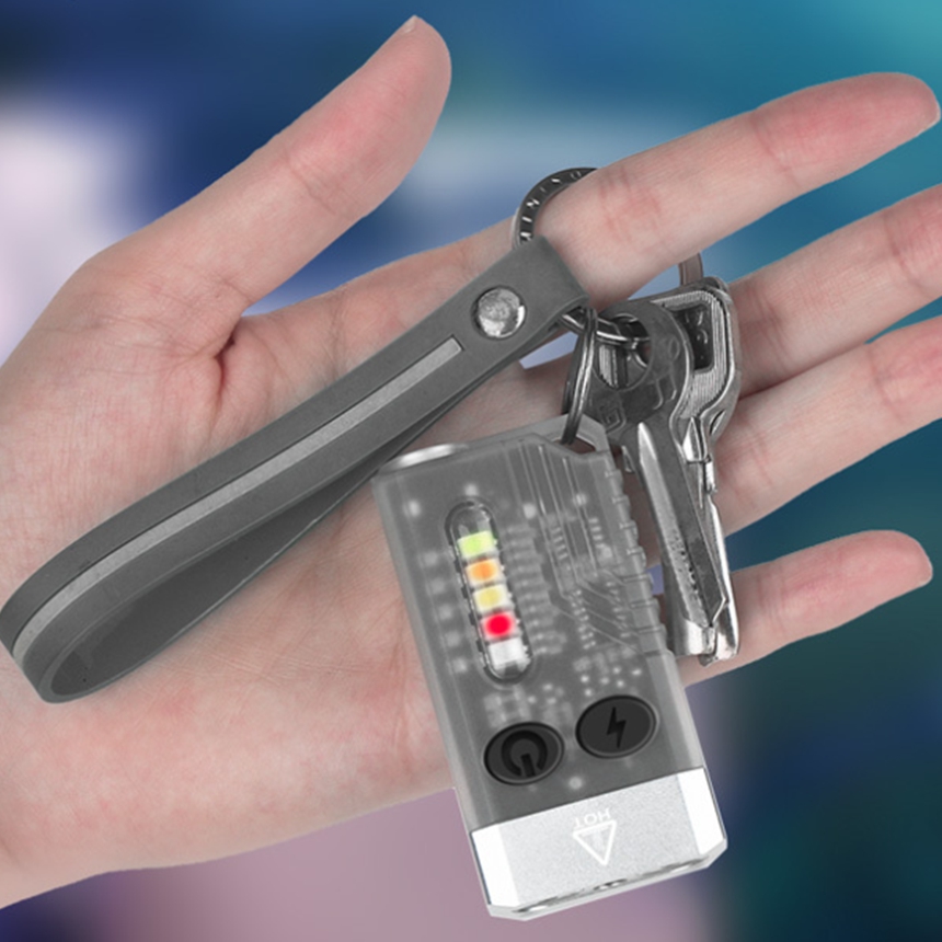 휴대용 미니 비상 경고음 손전등 랜턴 열쇠고리 1000루멘 USB-C 충전식 선물용 - 메인 이미지