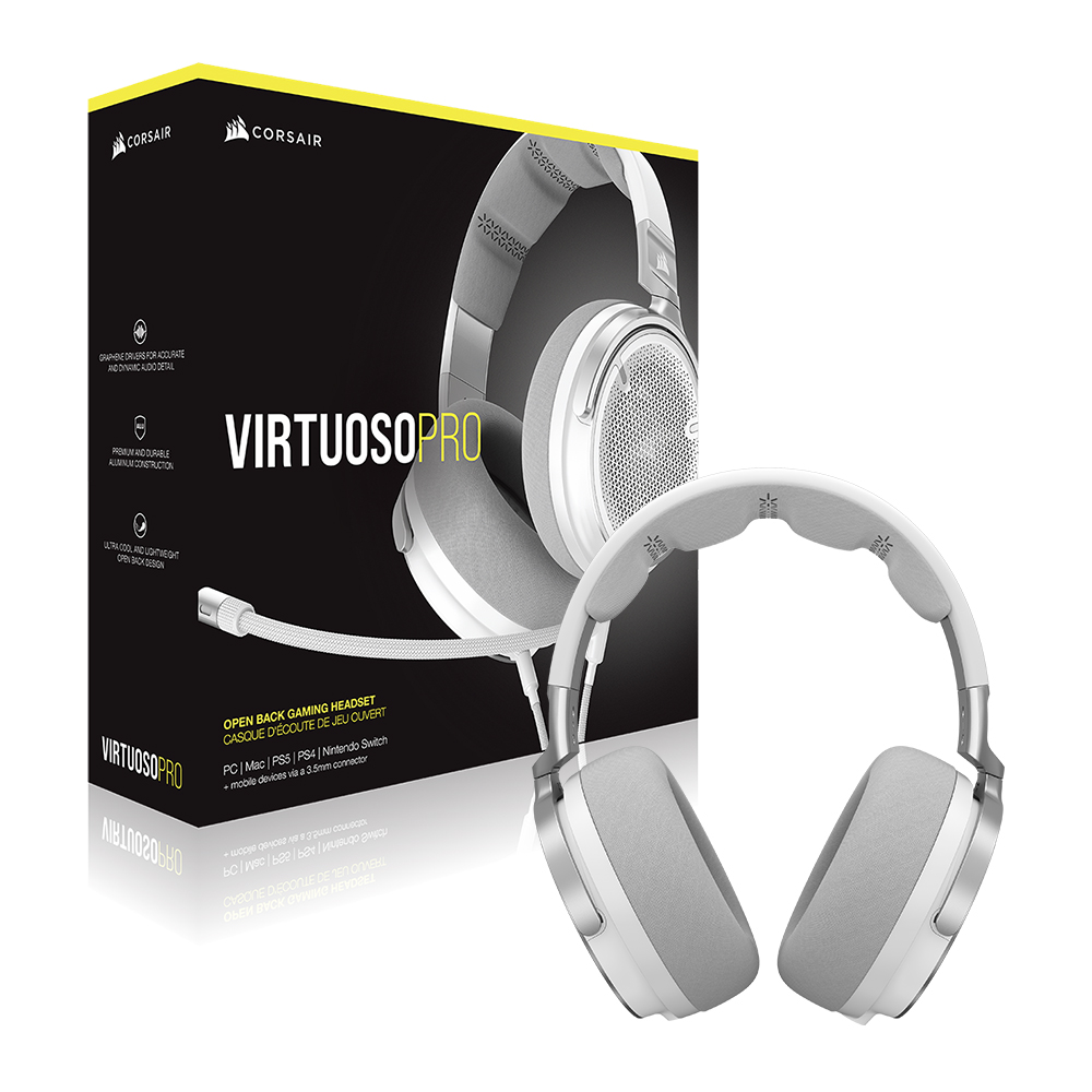 커세어 Virtuoso Pro White 유선 오픈백 게이밍 헤드셋 화이트 이미지 4