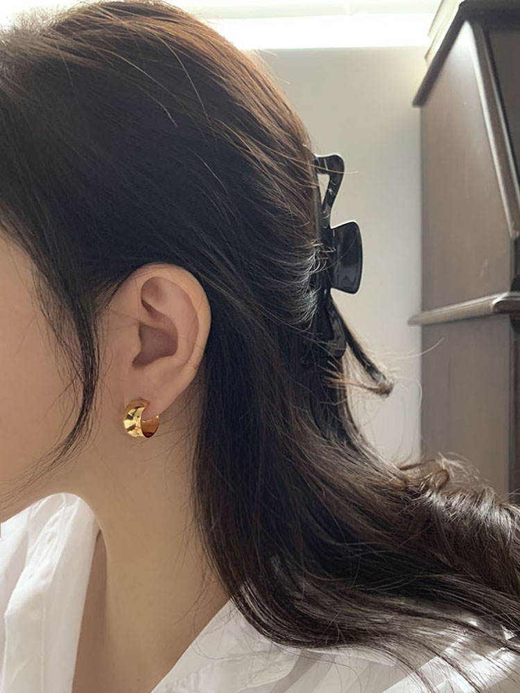 셀프러브 베이글 링 귀걸이 - 925 실버 볼드 18k 도금 은침 후프 도톰 링 귀걸이 - 상세 이미지 3