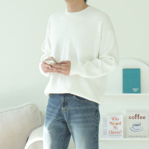 남자 니트 두꺼운 오버핏 이너 하찌 캐시미어 니트 남자스웨터 착용 후기 | 사이즈/핏 총정리 - 상품 이미지 1