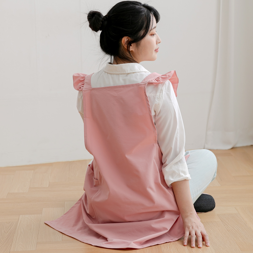 데코에버 숄더 프릴 옆주머니형 원피스앞치마 어린이집 교사앞치마 빅사이즈