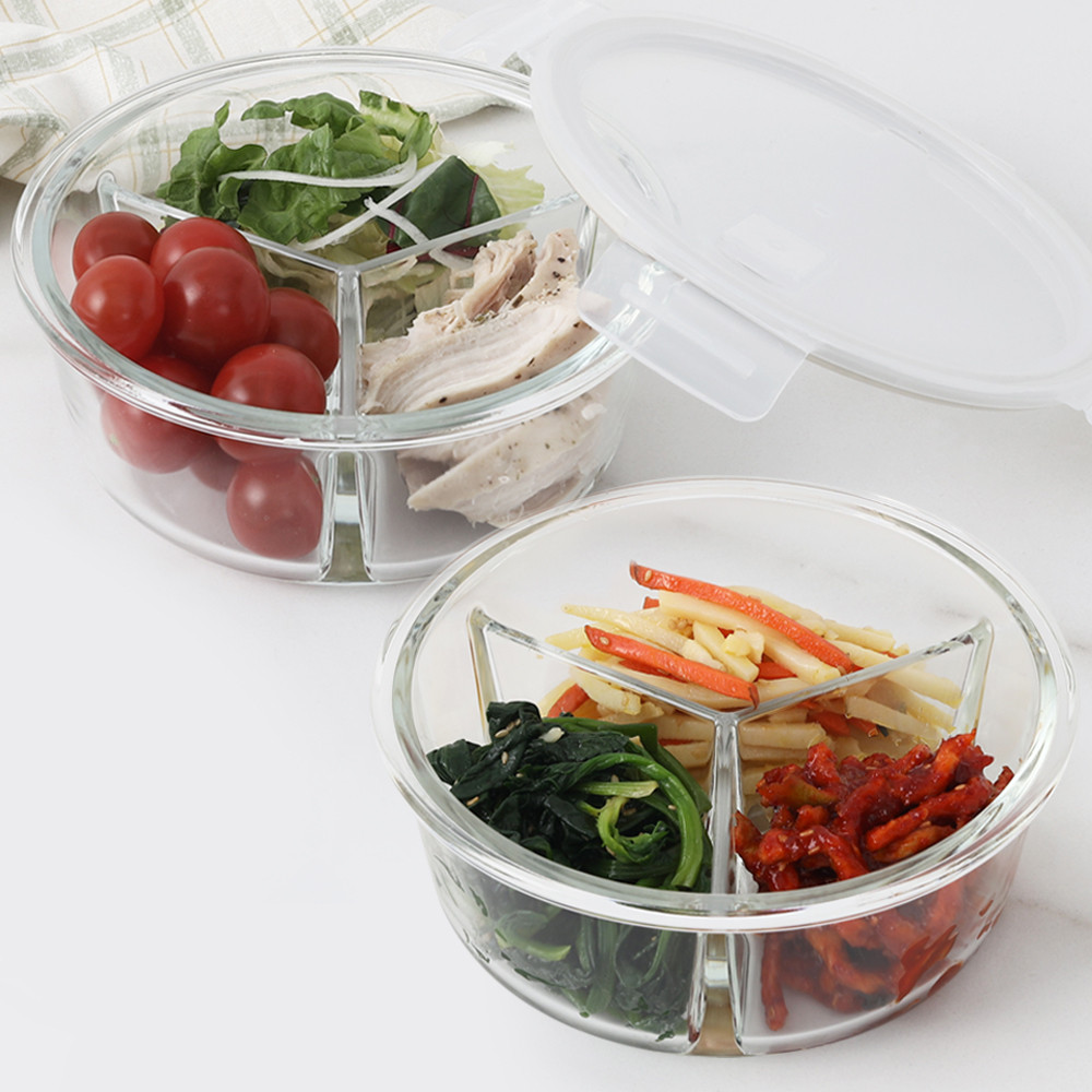 파쿠젠 1+1 나눔 반찬통 밀폐용기 찬통 950ML 원형 - 메인 이미지