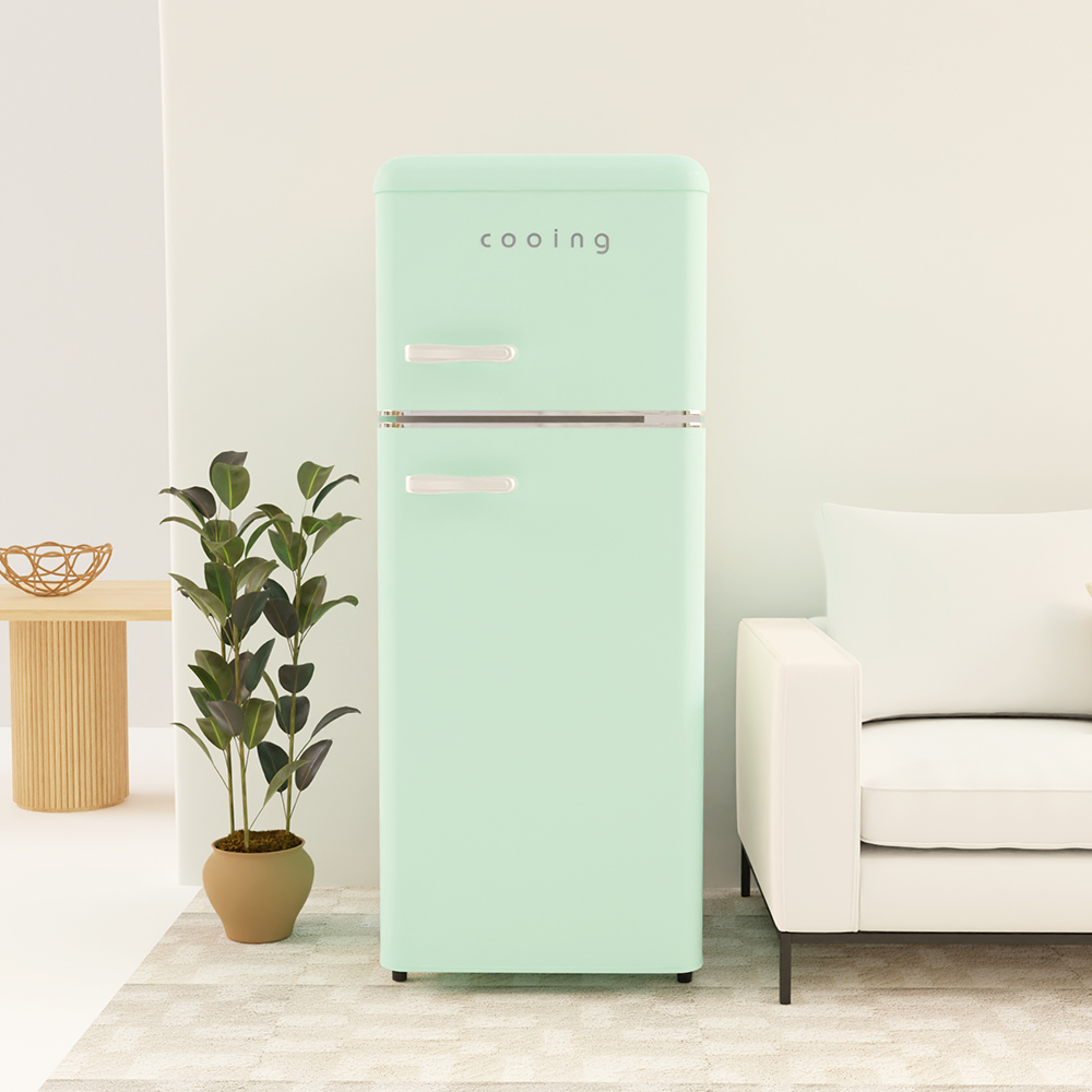 쿠잉 레트로 소형냉장고 REF-D121 민트 미니 원룸 사무실 신혼 슬림