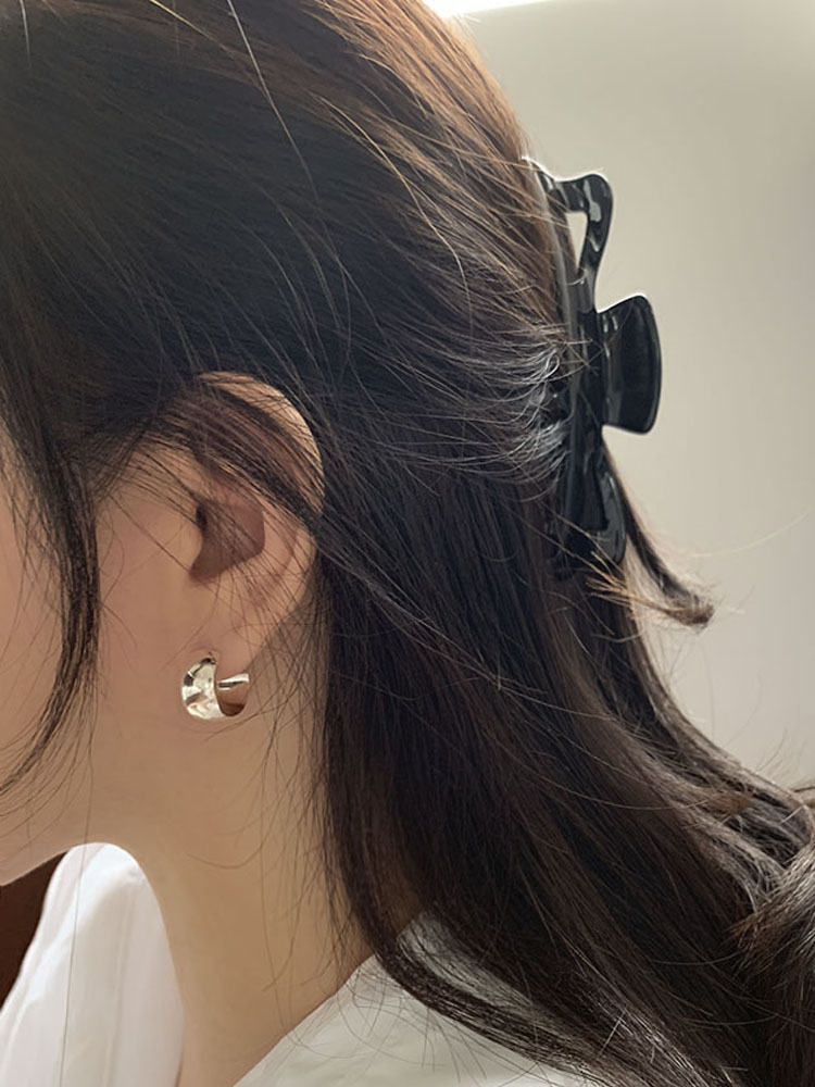 셀프러브 베이글 링 귀걸이 - 925 실버 볼드 18k 도금 은침 후프 도톰 링 귀걸이 - 상세 이미지 2