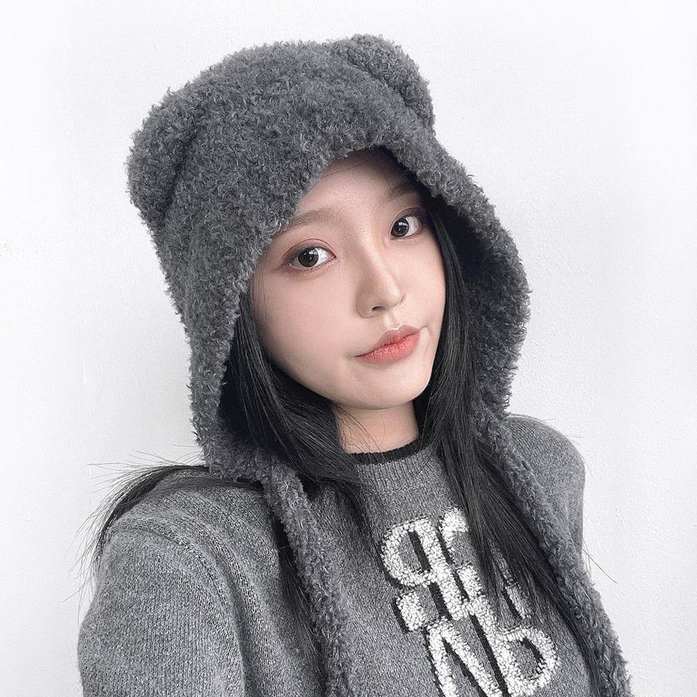 켓 고양이 여성 겨울 니트 스트랩 방한 귀달이 모자 - 메인 이미지