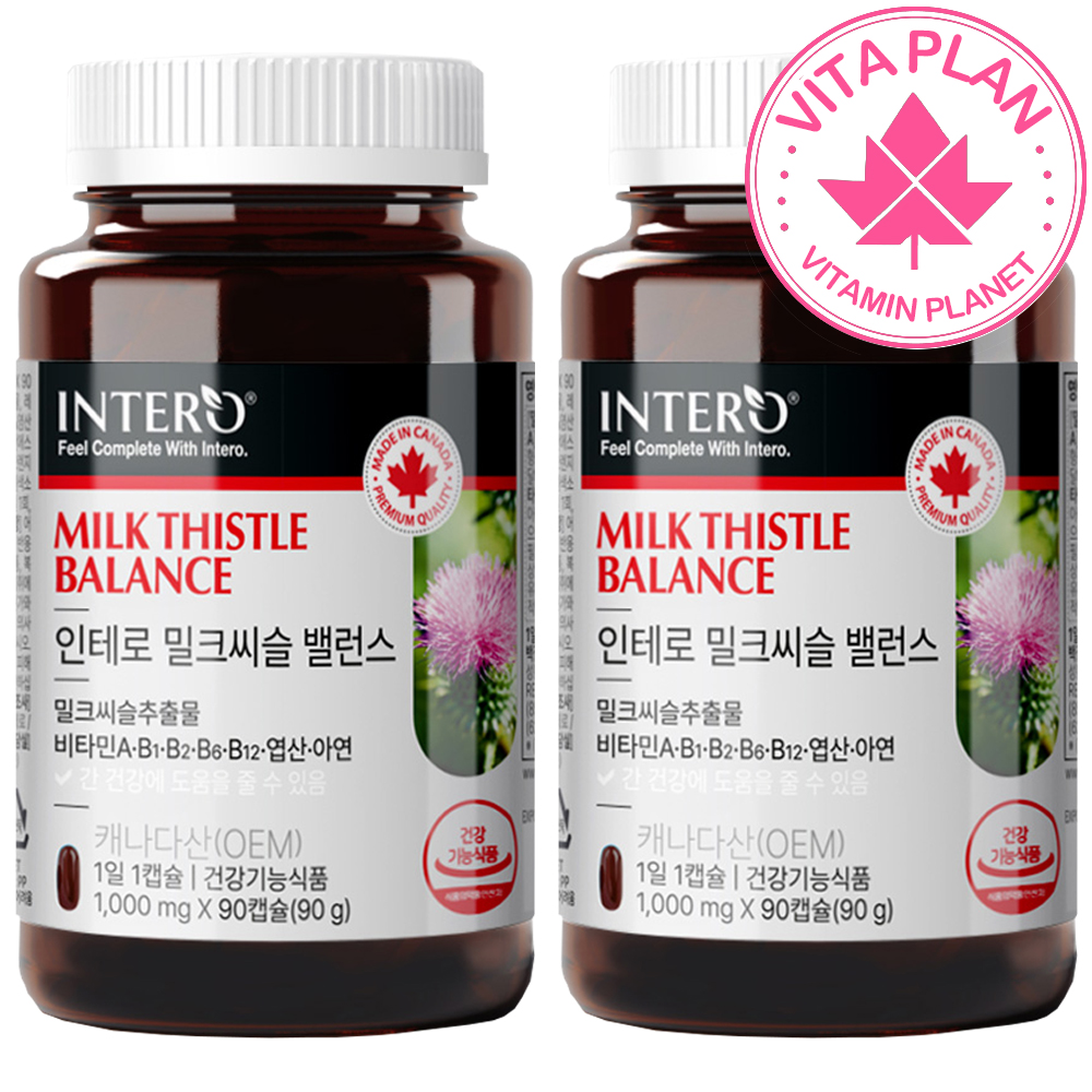 밀크씨슬 비타민B 1000 간 건강 간에좋은 남성여성 밀크티슬 리버케어 90캡슐, 2개