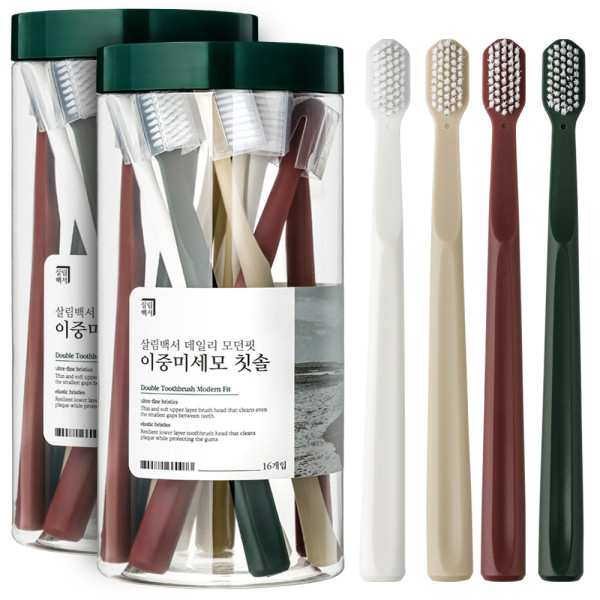 살림백서 데일리 이중 미세모 칫솔 모던핏 32개입 대용량 부드러운 (16개입 2세트) 제품 이미지