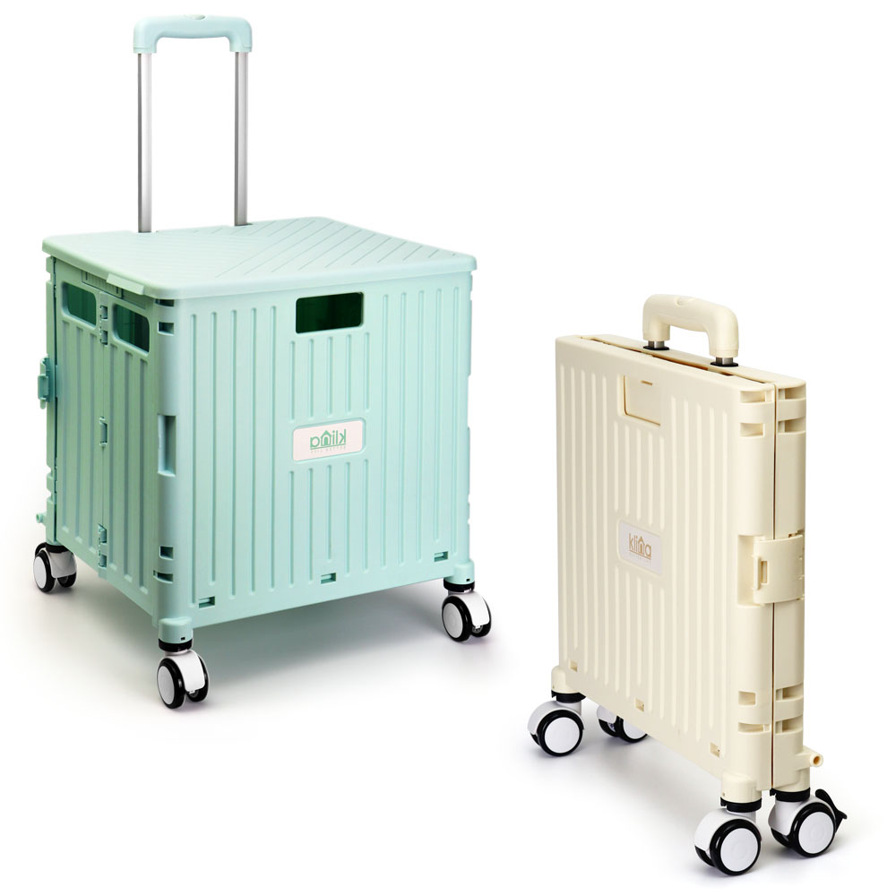 클리나 접이식 쇼핑카트 장바구니 핸드 캐리어 대형, 블랙