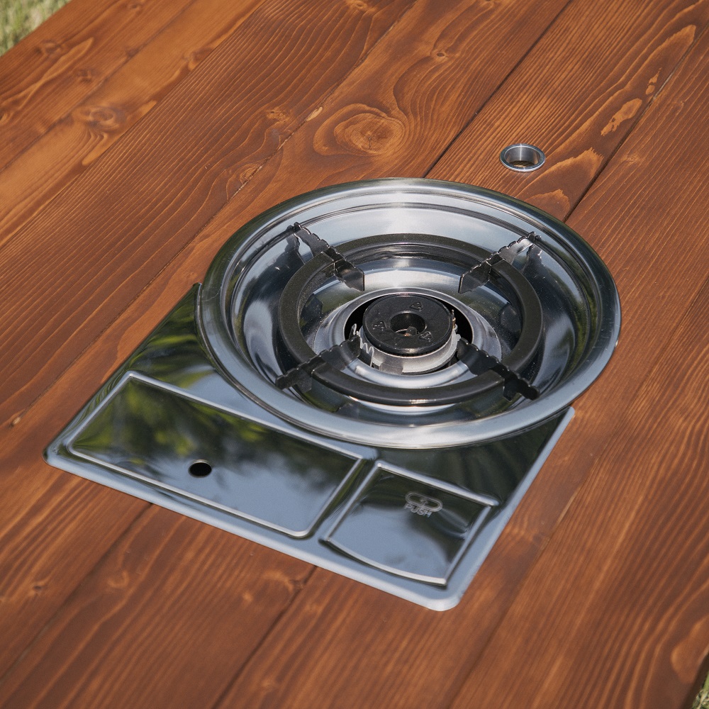 [로스타형] 야외테이블 세트 파라솔 피크닉 개방형 4인월넛색