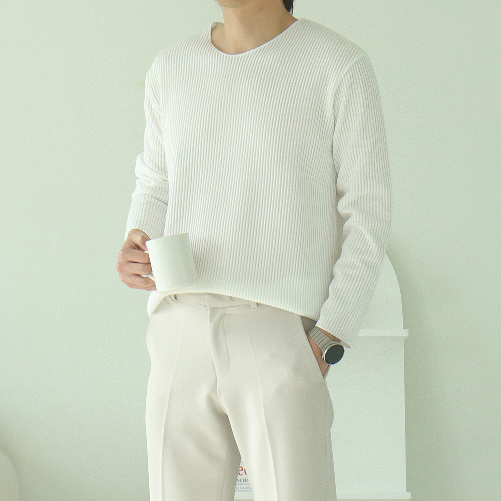 1+1 남자니트 골지 브이넥 니트 이미지 2