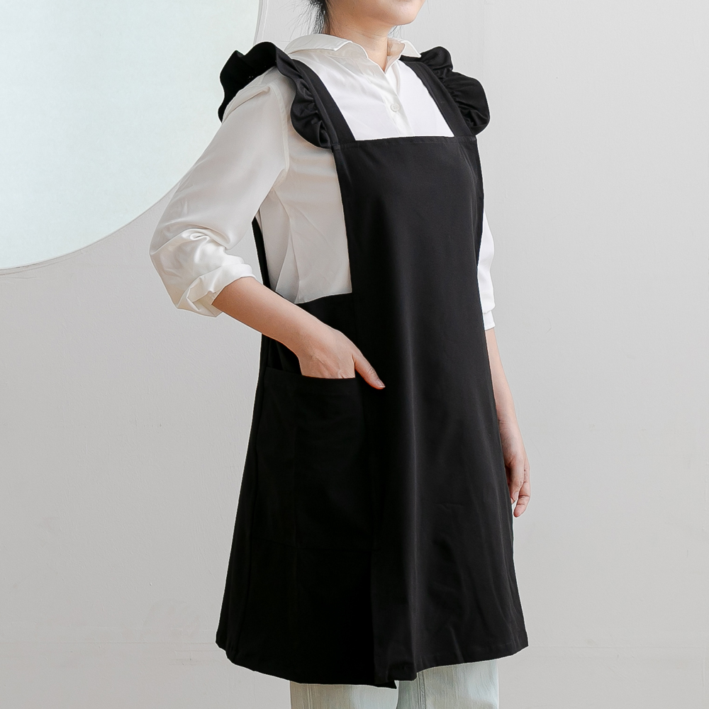 데코에버 숄더 프릴 옆주머니형 원피스앞치마 어린이집 교사앞치마 빅사이즈