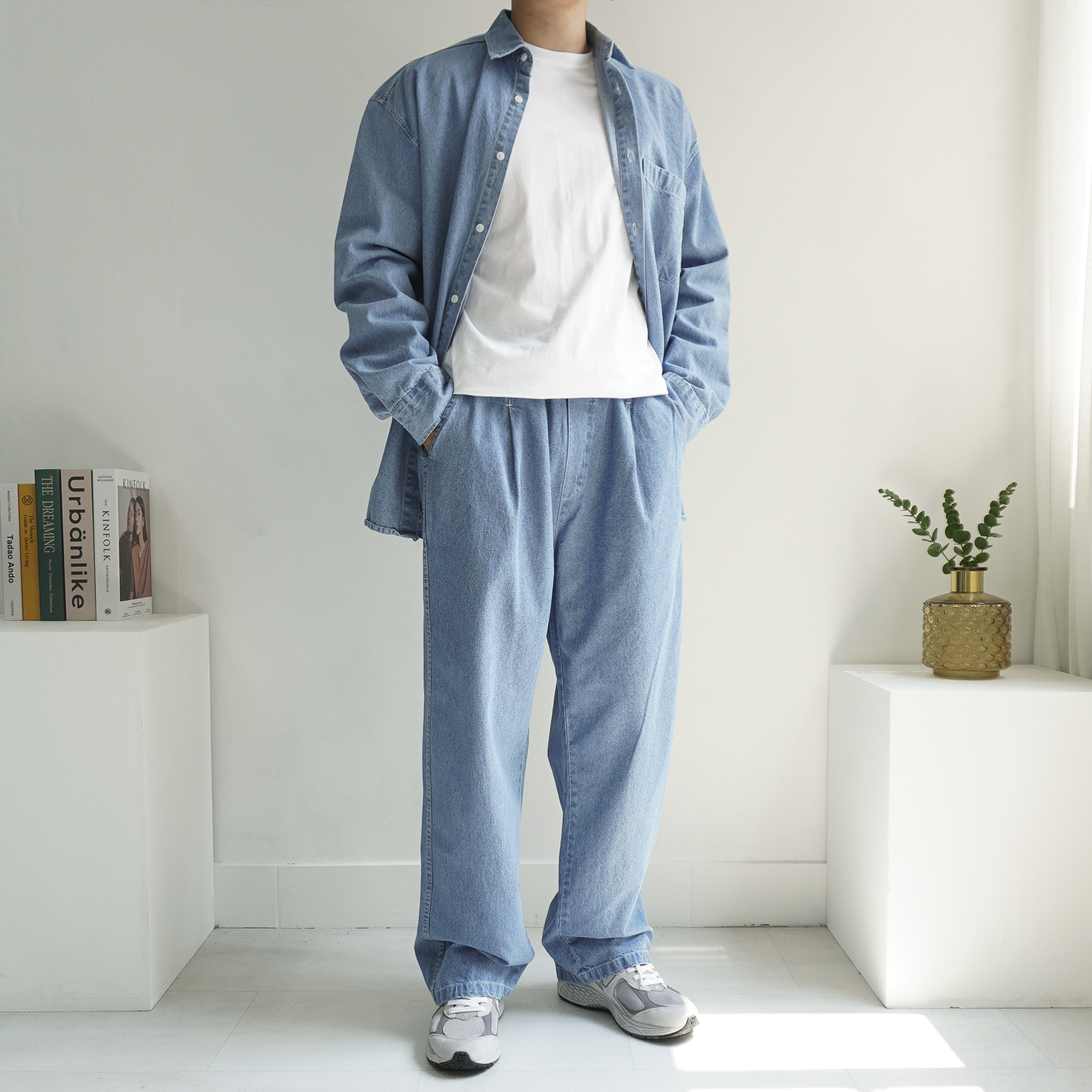 남자 오버핏 청남방 박스핏 포켓 데님 셔츠 3color 세트 가능 이미지 6