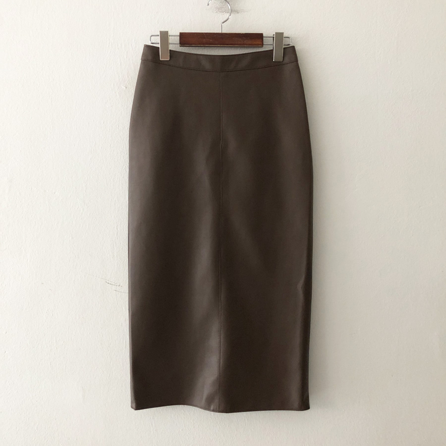 홀릭 레더 트임 하이웨스트 H라인 롱 스커트 (4 SIZE) 이미지 6