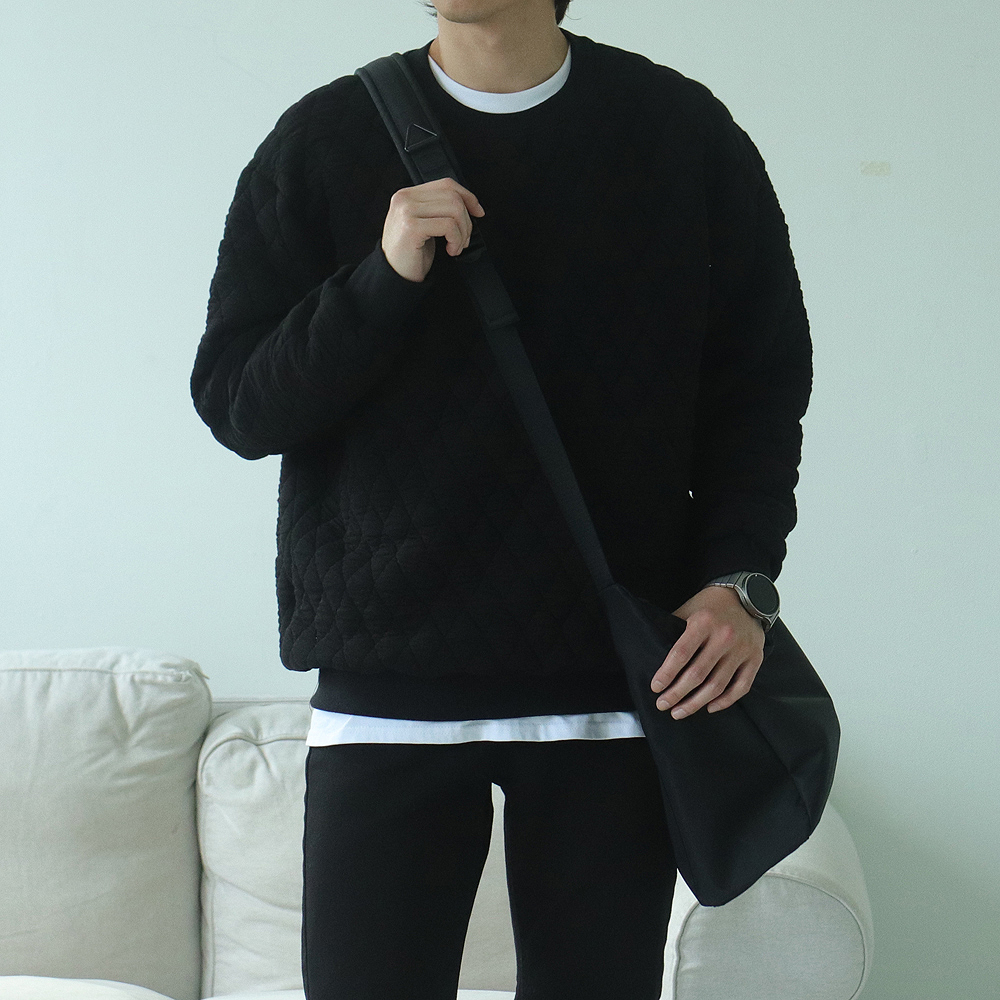남자맨투맨 커플 기모 누빔 맨투맨 남성긴팔티 이미지 2