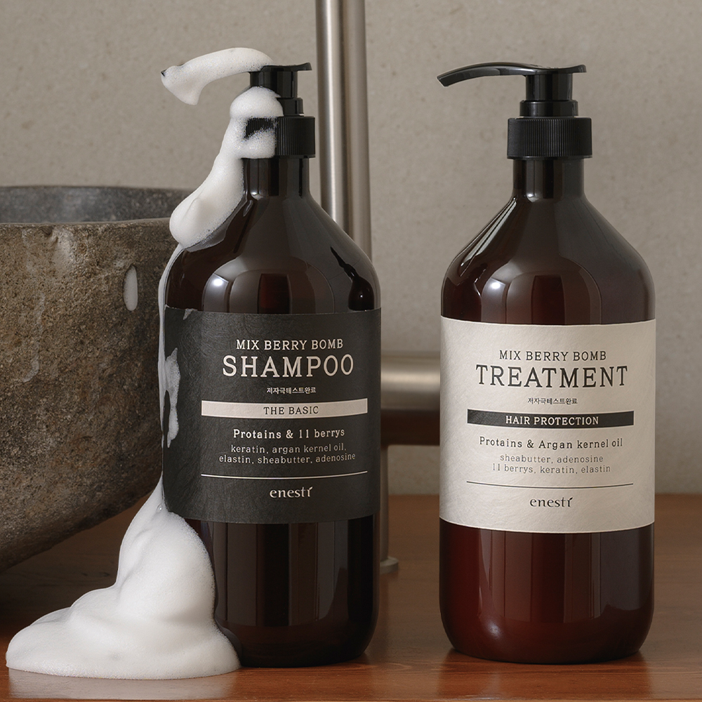 [1+1] 에네스티 믹스베리 단백질 폭탄 약산성 샴푸 트리트먼트 대용량 1L