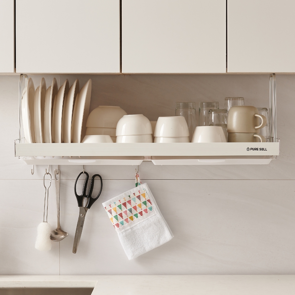 퓨어셀 프라임 부착식 식기건조대 주방 싱크대 부착형 상부장 그릇 설거지 정리대 고정형