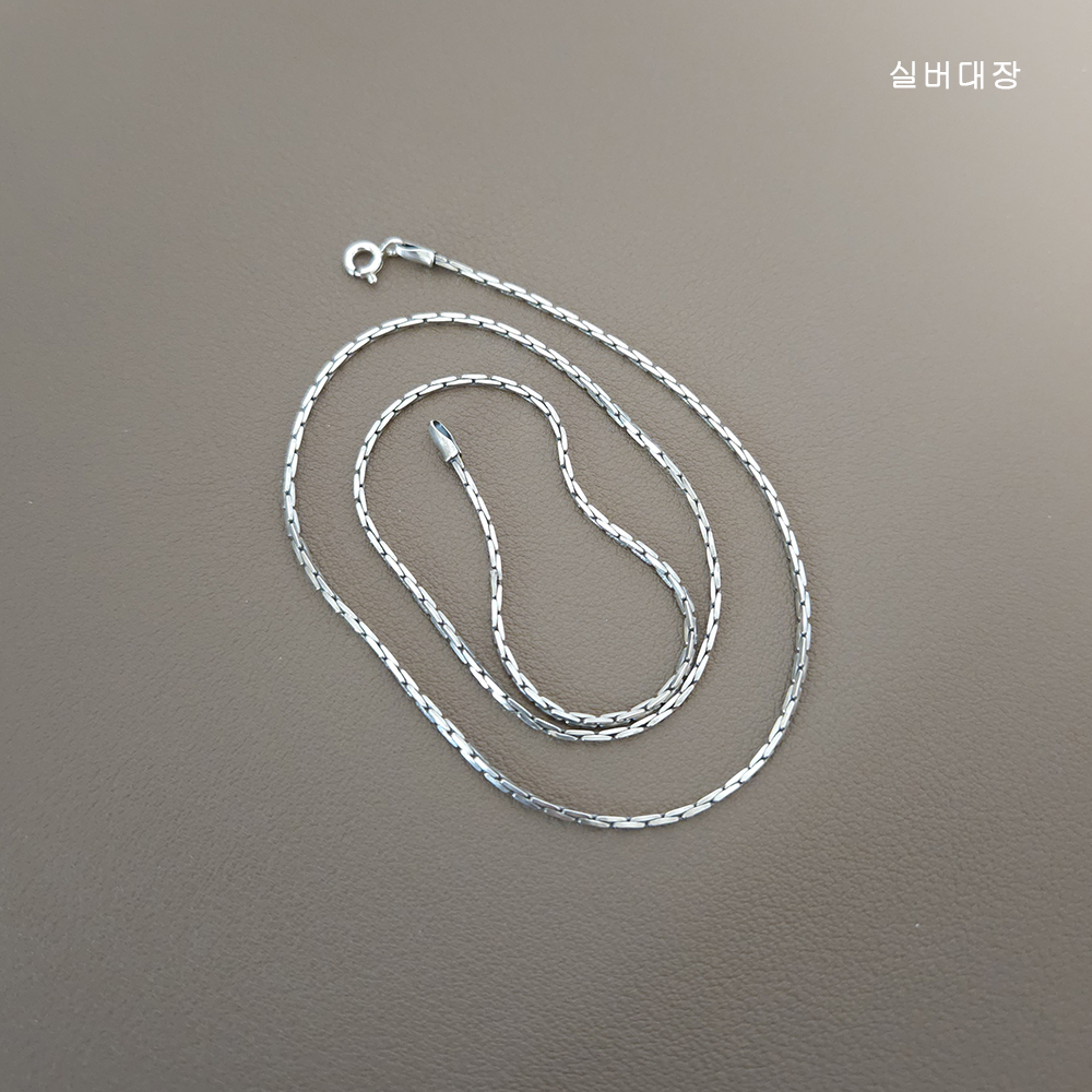1mm 실버 925 사각 체인 줄 심플 커플 선물 레이어드 패션 은 목걸이 - 상세 이미지 3