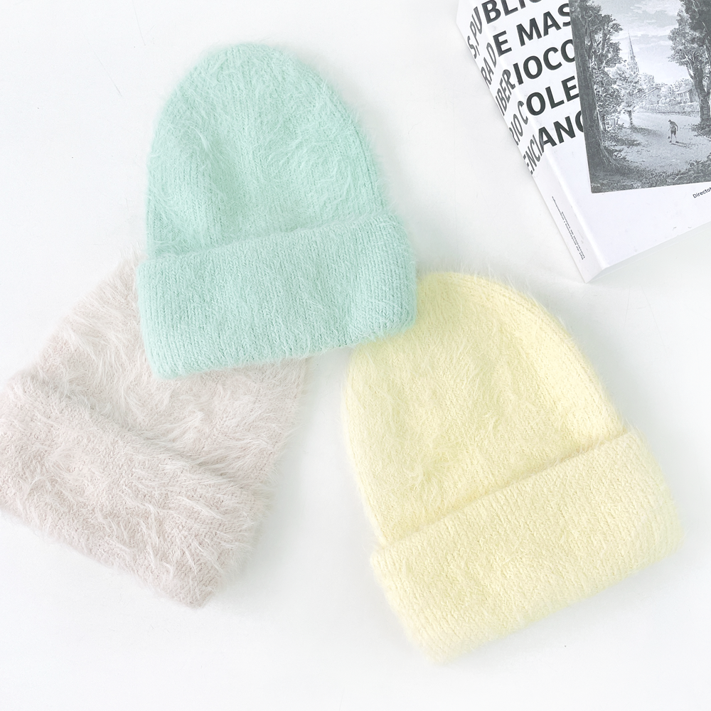 느엔 페이크 앙고라 털 여성 겨울 롱비니 모자