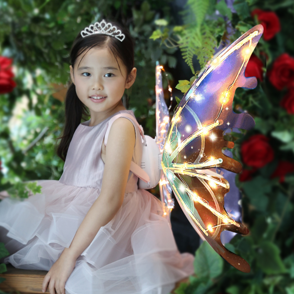단다니 움직이는날개 LED 요정 날개 나비 천사 할로윈 생일 파티 어린이 강아지 소품 - 상세 이미지 2