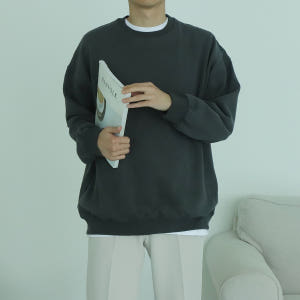 남자맨투맨 오버핏 커플 무지 남자기모맨투맨 착용 후기 | 사이즈/핏 총정리 - 상품 이미지 3