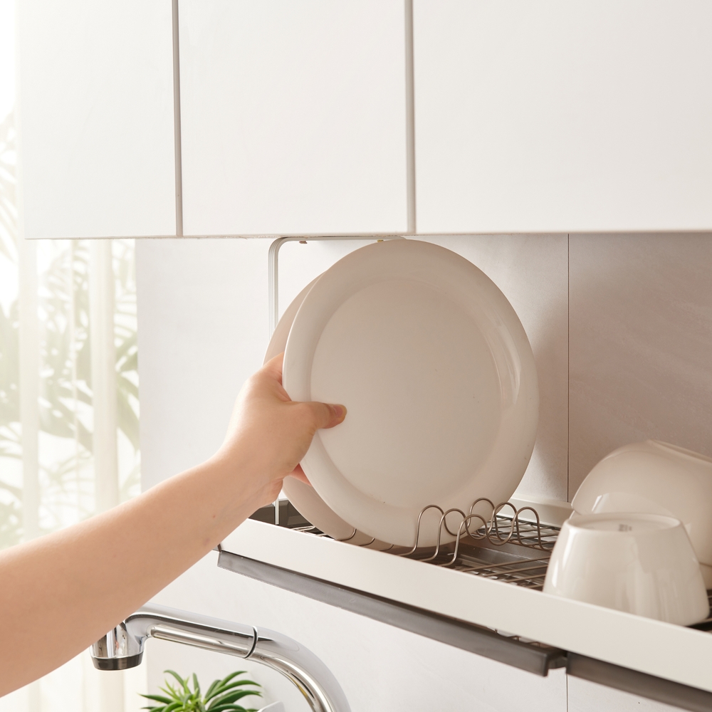 퓨어셀 시그니처 부착식 식기 건조대 주방 싱크대 부착형 상부장 그릇 설거지 선반 800