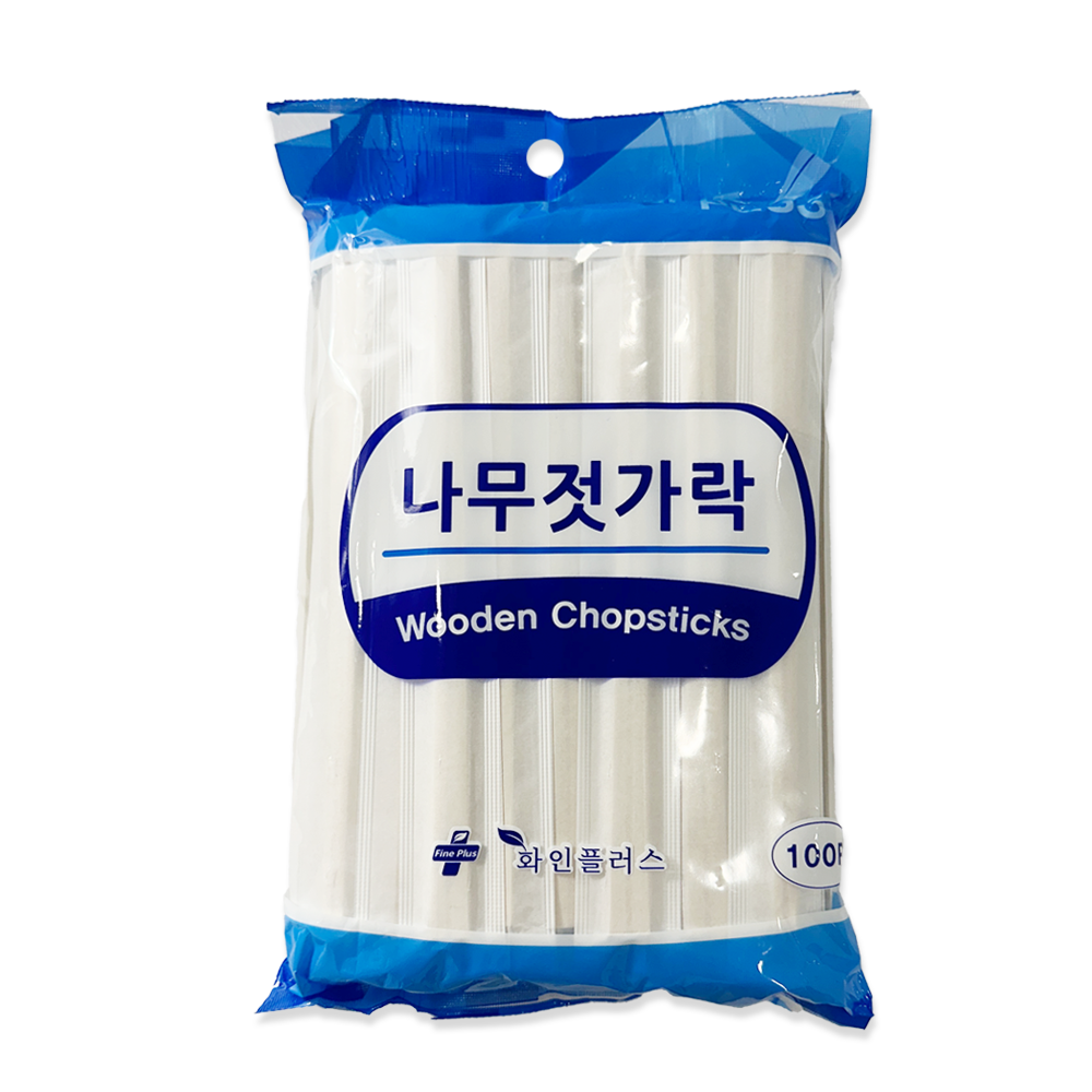 일회용 나무젓가락 종이포장 100개