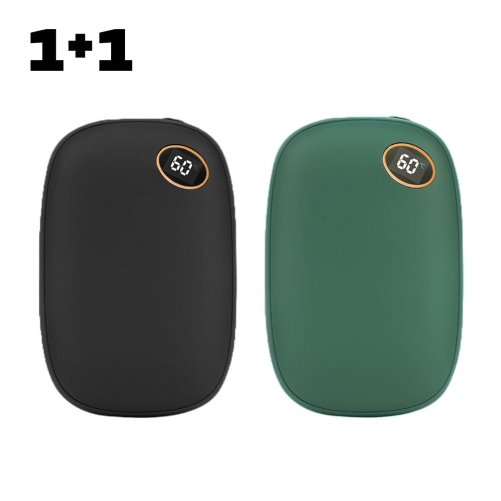 1+1 USB 충전식 손난로 보조배터리 손날로 양면발열 전기 LED 핫팩 10000mAh