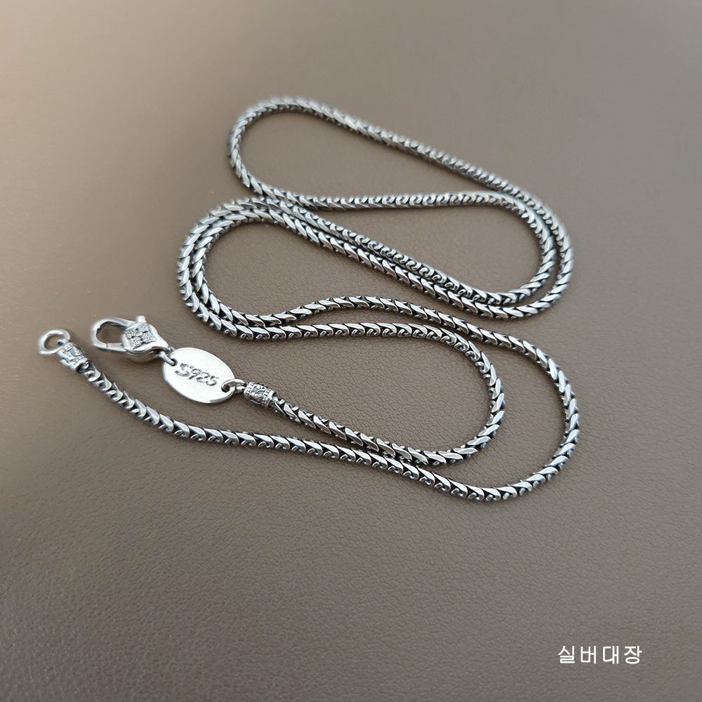 2.3mm 실버 925 빈티지 체인 엔틱 유화 선물 힙합 베이직 데일리 은 목걸이 줄 - 상세 이미지 2