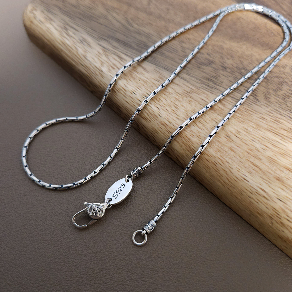 1.9mm 실버 925 빈티지 엔틱 유화 체인 줄 선물 데일리 커플 은 목걸이