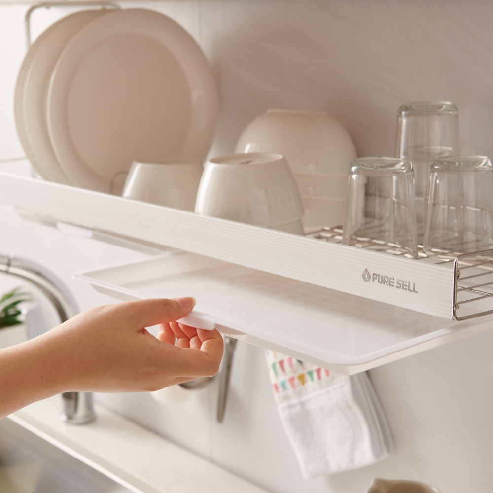 퓨어셀 프라임 부착식 식기건조대 선반 싱크대 부착형 상부장 그릇 설거지 정리대 1단고정형