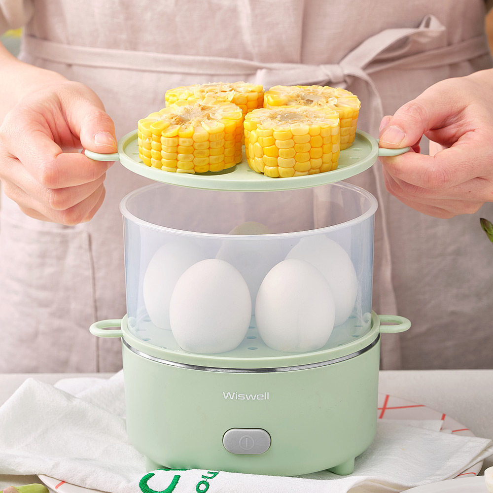 위즈웰 미니계란찜기 2단 쿠커 에그 스팀 전기 찜기 고구마 떡 감자삶기 WSE-412