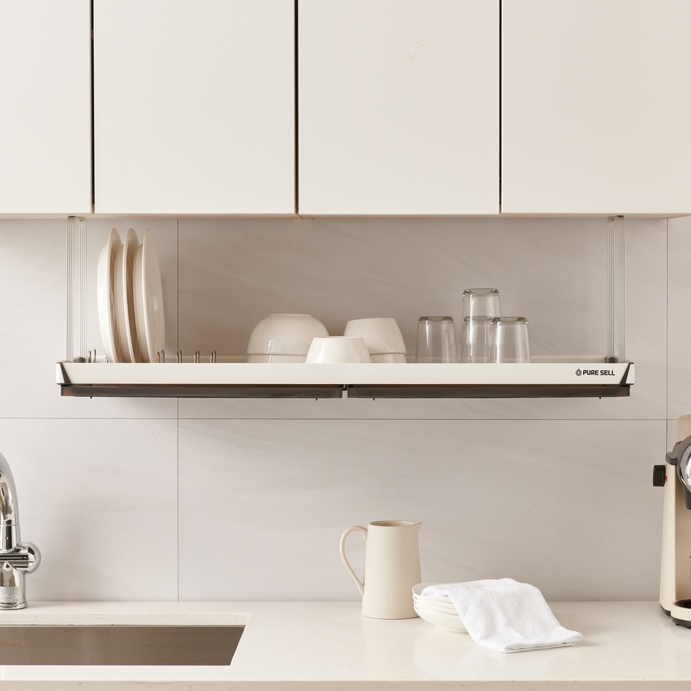 퓨어셀 시그니처 부착식 식기 건조대 주방 싱크대 부착형 상부장 그릇 설거지 선반 800