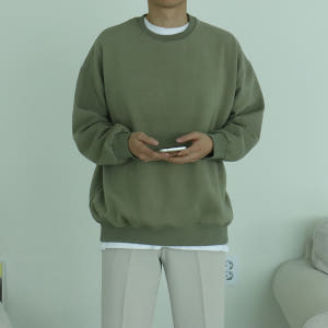 남자맨투맨 오버핏 커플 무지 남자기모맨투맨 착용 후기 | 사이즈/핏 총정리 - 상품 이미지 2