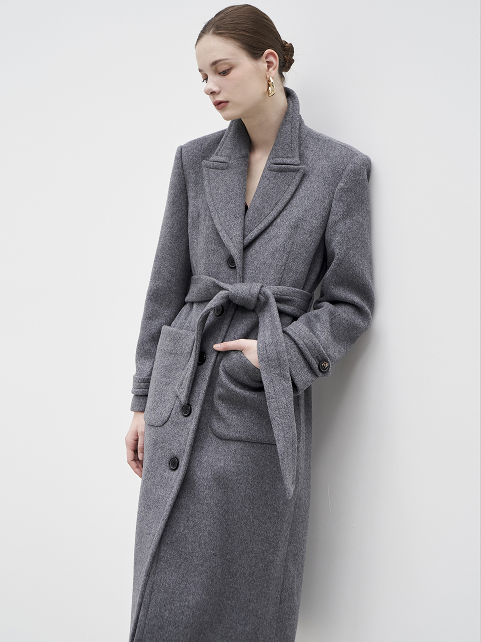 [쥴리앤칼라]23FW 칼라1 컬렉터 프리미엄 미들턴 메리노울코트  그레이 - 상세 이미지 5