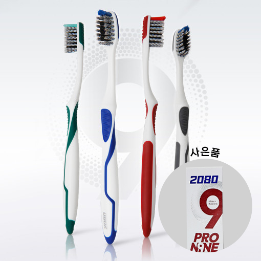 애경 프로나인 칫솔 4입 1개+1개 (총8개입)+프로나인치약 50g - 상품 이미지