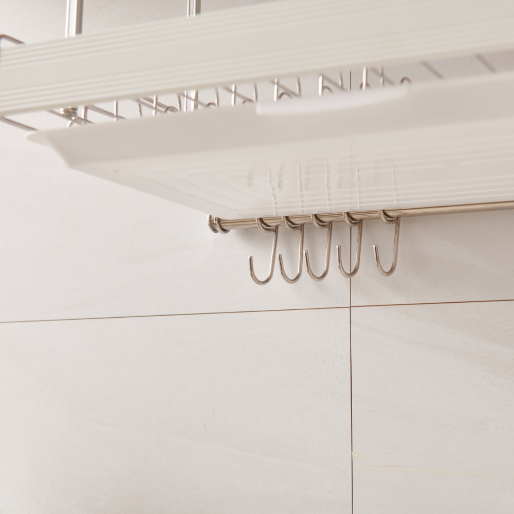 퓨어셀 프라임 부착식 식기건조대 선반 싱크대 부착형 상부장 그릇 설거지 정리대 1단고정형