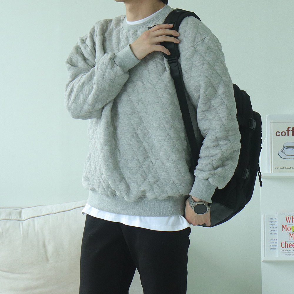 남자맨투맨 커플 기모 누빔 맨투맨 남성긴팔티